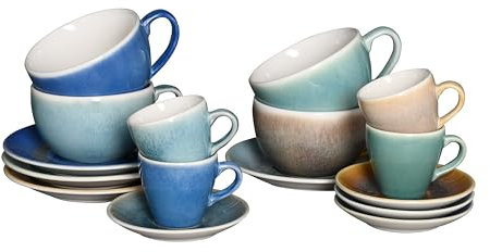Creatable, 24336, Serie Caldera, 16-teiliges Geschirrset für 4 Personen, Bistrotassen-Set aus Steinzeug, spülmaschinen- und mikrowellengeeignet, Qualitätsproduktion