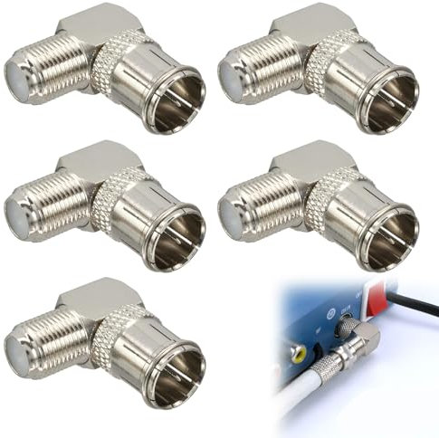 Rakiuty Koax Quick Adapter F-Stecker 90° für Antennenkabel, 5 Stück