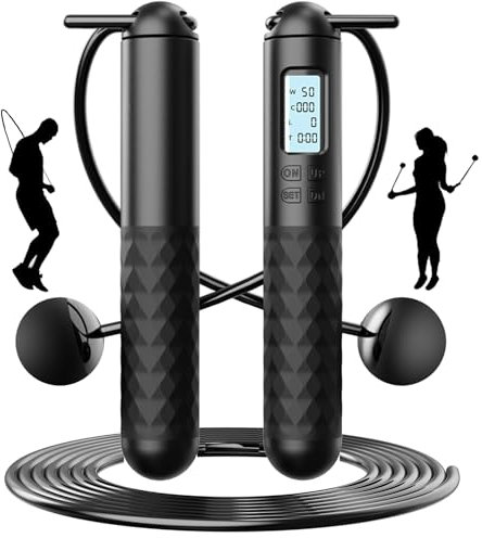 PICKONA Cordless Skipping Ropes for Adults, Cordless Jump Rope With Counter, Ropeless Skipping Rope for Adults, Portable Wireless Gravity Ball Skipping Rope for Women Men Kids(Include Jump Line)