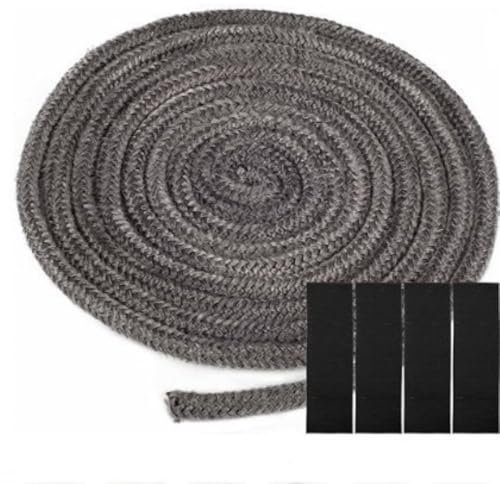 Norhogo Geflochtene Dichtung für Kamineinsatz und Ofen, 8 mm x 3 m Glasfaserdichtung mit 4 Streifen, feuerfeste Dichtung, Dichtung für Kamineinsatz für Holzofen, Kamin, Wärme