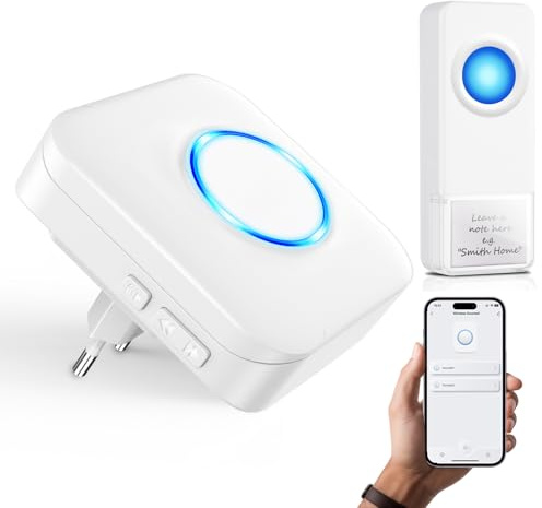 WiFi Timbre Inalámbrico Exterior Impermeable, Compatible con Aplicación Smartphone, Doorbell con Flash LED, Timbre Casa Fuerte 0-110dB 32 Melodías, Campainha Sem Fios Exterior Notificación Remota