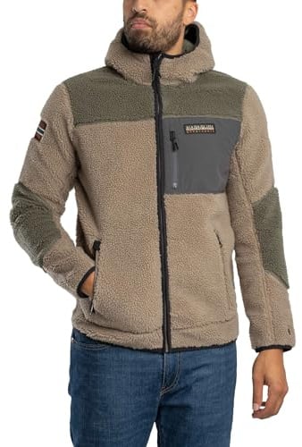 Napapijri Men's Yupik Fleece Jacket, Brown, Brown, M
