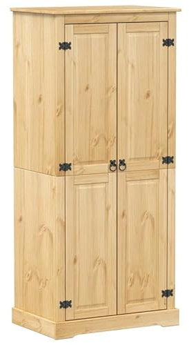 Eleganz Kleiderschrank aus Massivholz Kiefer mit Honigwachs-Finish - 76x50x170 cm - Natürlich & Langlebig für Schlafzimmer & Wohnung