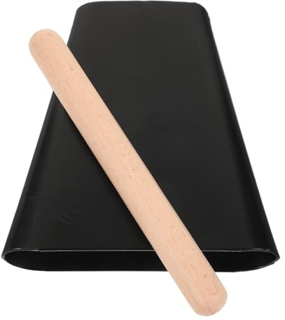 Campanaccio Metallico da 4 Pollici con Bacchetta, Set 1 Pezzo | Strumento a Percussione per Eventi Sportivi, Nero, Metallo e Legno, Facile da Usare, Portatile