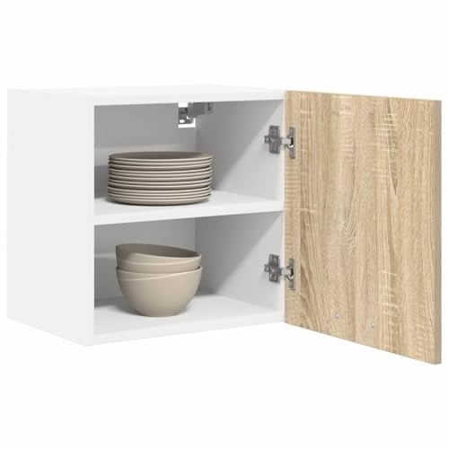 vidaXL Hängeschrank Sonoma-Eiche und Weiß 40 x 31 x 40 cm | Schlanke Linien mit minimalistischem Ansatz, Holzwerkstoff bietet Stärke und Langlebigkeit, Einfach zu reinigen und zu