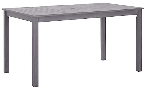 IBUQDDV Gartentisch Grau 140x80x74 cm Massivholz Akazie mit Öl-Finish Langlebiger Outdoor Tisch für Terrasse Garten Hof