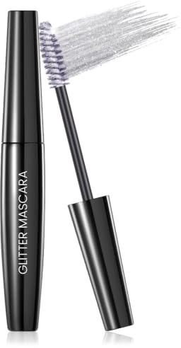 Prreal Silver Glitter Mascara, Quick-Dry Diamond Sparkly Eyelashes | Long Lasting Curling Volumising Mascara Shimmer Eye Makeup, 01 Silver