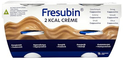 Fresubin 2 KCAL Creme Cappuccino im Becher - Hochkalorische Creme zum Löffeln von Fresenius Kabi mit Cappuccino Geschmack, 250 kcal pro Becher (125 g (4er Pack))