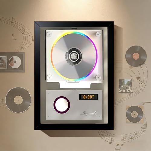 Bilderrahmen-CD-Player, Retro-Holz-Musikrahmen, Wandmontage/Tisch-Dualnutzung, Integrierter Lautsprecher, Controller, Lange Spielzeit Black