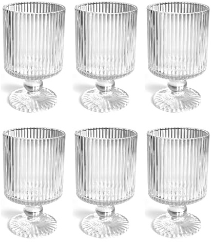 Teelichthalter 6 Stück Kelch Glas Ø7 x 12 cm Windlicht Kerzenglas Dekoglas | Windlicht aus Glas | Geeignet für Teelichter und Maxi-Teelichter | Tischdekoration & Wohnraumdekoration