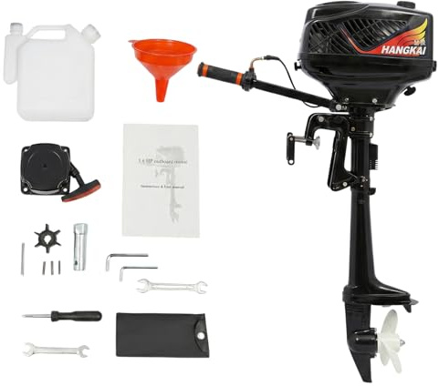 LENJKYYO Außenborder 3,6HP 55CC 2-Takt Boot Motor für Schlauchboot & Kajak | Schneller Start, kraftvoller Vortrieb und sparsamer Betrieb für entspannte Fahrten beim Angeln, Campen und auf Freizeitgewäss