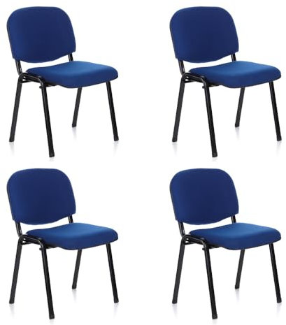 hjh OFFICE 4er Set Besucherstuhl stapelbar XT 600 Konferenzstuhl Stapelstuhl gepolstert, Metallgestell, Stoffbezug Blau 704510