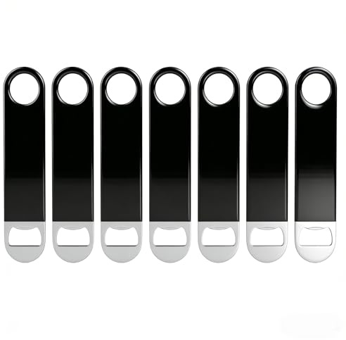 Vareone 6 Pack Bar Blade Bottle Opener, Stainless Steel Bartender Beer Openers, Black, 18cm