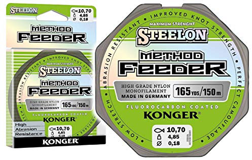 Konger Steelon Method Feeder - Filo da pesca monofilo rivestito in fluorocarbonio, 150 m, 0,18 - 0,30 mm