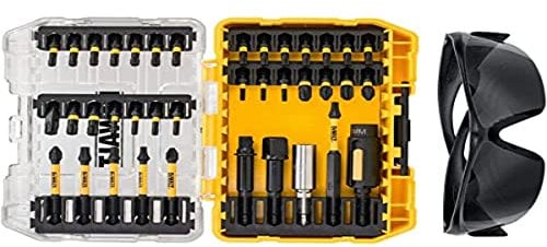 DeWalt DT70733T-QZ Coffret Toughcase 38 Pièces - Embouts de vissage Flextorq - Lunettes de Sécurité - Pour Perceuse-Visseuse Argent