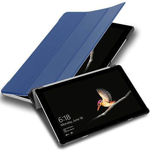 Cadorabo Coque Tablette pour Microsoft Surface Go en Bleu FONCÉ Jersey – Housse Protection Très Fine en Similicuir en Style Livre sans Auto Wake Up et Stand Horizontal