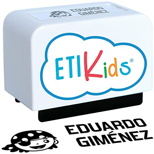 Textilstempel Kinder Name, Personalisiertes Namensstempel für Kinderkleidung und bücher. Mehr als 100 Anpassungen verfügbar. (Weiß)