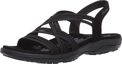 Skechers Damen Reggae Slim Simply Stretch Sandals, Black Gore, 39 EU