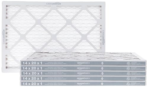 Amazon Basics 14x20x1 Air Filter, MERV 8 AC Furnace Filters, Allergy Control, Electrostatic, Removes Dust Pollen and Lint, 6-Pack (Actual Size: 13.75 x 19.75 x 0.75)