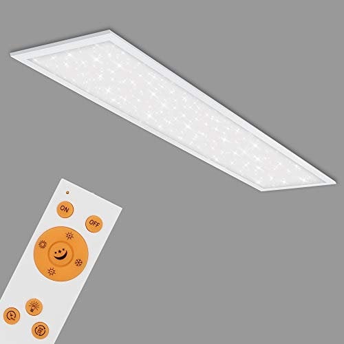BRILONER - LED Panel, LED Deckenlampe inkl. Sternendekor, Deckenleuchte dimmbar, Farbtemperatursteuerung (CCT), inkl. Fernbedienung, 36 Watt, 3.800 Lumen, Wohnzimmer, 1195x295x65mm (LxBxH), Weiß