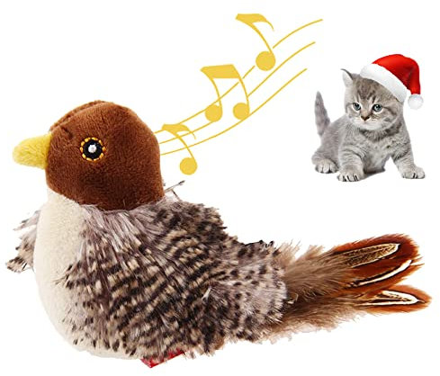 GiGwi Chirping Bird Cat Toy, Interactive Cat Squeak Toy Melody Chaser Bird Toys for Cats to Play Alone, Funny Squeak Kitten Toy for Boredom