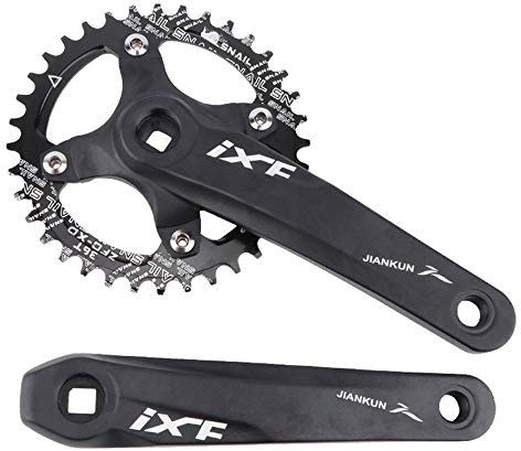 ZTZ Mountainbike 170 mm Vierkant-Kurbelgarnitur mit 104 BCD 32/34/36/38T Kettenblatt, MTB-Kurbel aus Aluminiumlegierung, rundes Kettenblatt und Kurbel, passend für Shimano, SRAM, FSA (32T, Schwarz)