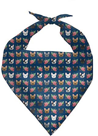 HUGS IDEA Hundehalstuch, Französische Bulldogge Floral Triangle Lätzchen Schal Zubehör Waschbar Hund Halstuch, Welpen Schal Verstellbares Zubehör Hundeschal