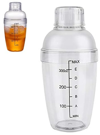 Shaker per cocktail con scala,Resina trasparente anti perdite per PC Boston Cocktail Mixer in plastica con strumento di misurazione Bartender per Milk Tea Bar Amanti dei cocktail domestici(300ml)