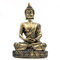 ANCLLO Buddha-Statue, Sandstein, handgeschnitzt, Antik-Messing, #8134