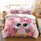 Gabapipa® 3 Teilig Kinder Bettwäsche Set Pink & Girly & Schmetterling & Eule 135x200 cm Bedrucktes Bettbezug Set für Teenager, Jungen, Mädchen, Kinder, Dekor Bettwäsche mit Reißverschluss