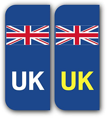 UK Car Stickers for Europe | UK Number Plate Sticker | New EU | Union Jack car Sticker | Brexit GB car Stickers for Europe [Front and Rear]
