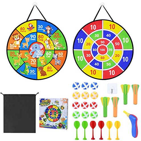 Vicloon Klett Dartscheibe, Kinder Dartspiel Doppelseitige 66cm, Dart Wurfspiel Kinder Spielzeug Dartscheibe Faltbare Klettballspiel Dartboard Geschenke für Kinder 3–12 Junge Mädchen