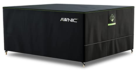 Awnic Gartenmöbel Abdeckung wasserdicht mit Haken Winterfest, 420D Oxford mit AlicanTex wetterfeste Technologie, Winddicht Anti-UV Gartentisch Abdeckplane, rechteckig Schwarz (170 * 95 * 71cm)