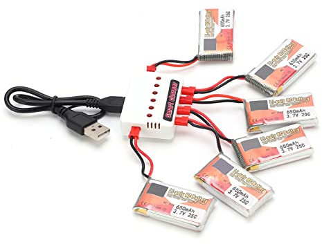 RC Lipo Battery Kit, 3.7V 650mAh Lipo Battery Set for Boat for Car for Airplane