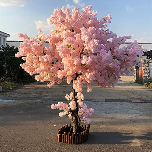 HOTRA Árbol de Cerezo Artificial de Flores de Melocotón Simulación de Plantas Grandes Árbol de Deseos de Simulación Rosa Plantas Artificiales para Interiores y Exteriores (Size : 1x0.6m/3.2x2ft)
