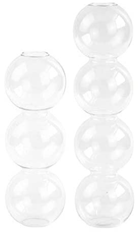 KWQBHW Lot de 2 vases à bulles en verre transparent - Vase hydroponique moderne à 4 boules - Vase en verre pour décoration de table