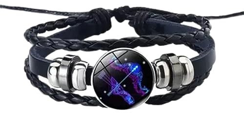 Zodiac Signs Spirit Bracelet, Multilayer Adjustable Twelve Constellation Zodiac Leather Bracelets,Jewelry Accessories Gift for Constellation Lover (Sagittarius)