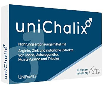 UNICHALIX - Nahrungsergänzungsmittel Mann - Ashwagandha, Peruanischer Maca und Tribulus terrestris - Pillen mit Maca-Extrakt - Für den Mann Der Nie Aufhört - 20 Kapseln