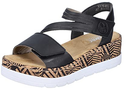 Rieker Sandales pour femme V3964, Noir, 37 EU