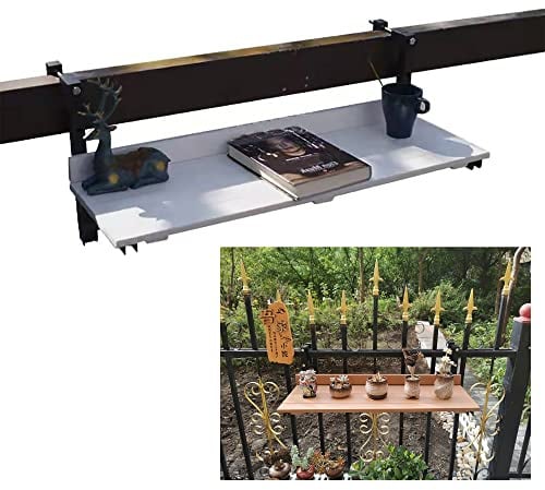 Hängetisch Balkon,klapptisch balkongeländer,Balkonhängetisch Klappbar,Balkontisch Zum Einhängen,Balkontisch Wetterfest,Hängetisch Gartentisch Klapptisch,80*26cm/31.4*10.2in ( Color : Wit , Size : 80*2