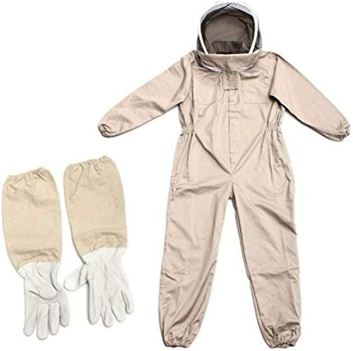 Yusat Bidräkt, helkroppsdräkt med handskar, biodlarskyddsdräkter, biodlingsutrustning, overaller, bi-outfit (XL)
