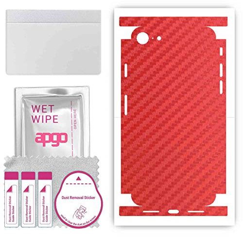 apgo Rückseite + Seiten Schutzfolie, Skin, kompatibel mit Apple iPhone SE 2020, Hinten Displayschutzfolie aus Vinylfolie, kratzfest, einfache Montage - Karbonrot