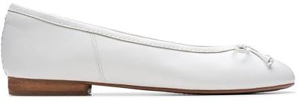 Clarks Women's Fawna Lily Ballet Flat, White Leather, 5 UK