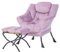 Welnow Lazy Chair with Ottoman, Modern Lounge Accent Chair with Armrests and a Side Pocket, Leisure Upholstered Sofa Chair Set, Reading Chair with Footrest for Small Space, Corner Chair