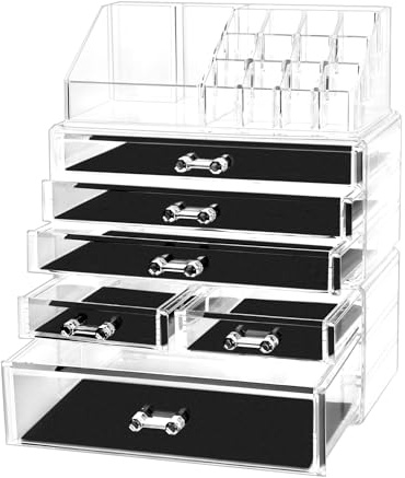 QWORK® Kosmetik Organizer, Acrylic Organizer, Schmink Aufbewahrung, Mit 6 Schubladen, Transparent