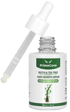 PrimeCove - Biotin & Tea Tree Hair Growth Serum (30ml) | Stimulate Growth, Reduce Graying & Nourish Roots | Advanced & Natural Formula