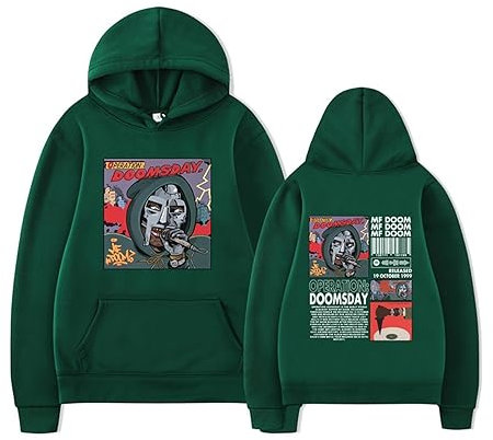 Mf Doom Printed Hoodie Herren Womens Casual Lose Kapuze Sweatshirt Rapper Hip Hop Oversized Streetwear(S-3XL) (Color : 9, Size : XL)