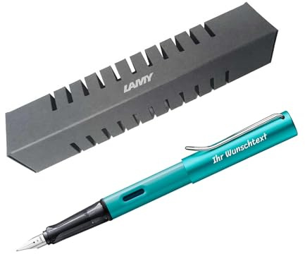 Lamy Füllhalter AL-star Modell 023, inkl. Laser-Gravur, Farbe turmaline (Feder EF (Extra Fein)), Blau, 1 stück (1er Pack)