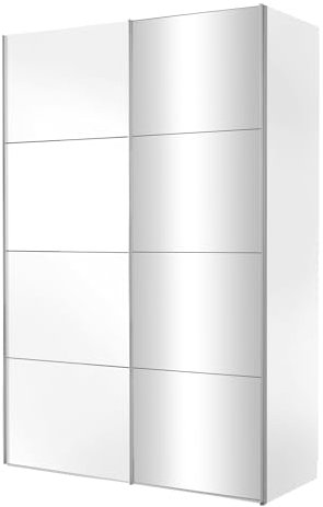 LIVIN Schwebetürenschrank - Polarweiß - 150 x 216 cm - mit Kristallspiegel