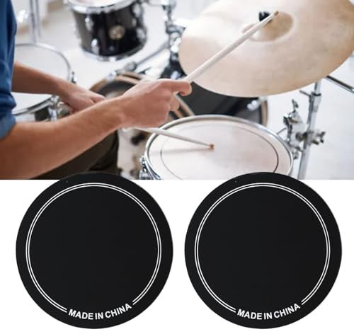 2PCS Drum Head Patch, PET Verschleißfester Bass Drum Single Pedal Patch, Overtone Control Drumhead Patch Protector für Übungsauftritte (Einzelpedal Schwarz)